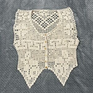 Festival Sweater Vest Women's M Boho Hippie Tassel Embroidery Knit Concert Fall